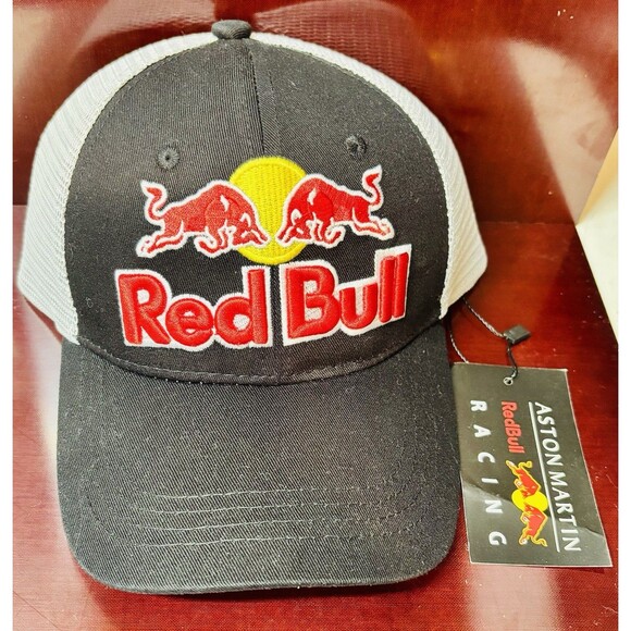 Red Bull Aston Martin Racing Mesh Baseball Cap Adjustable Sports Trucker Hat NWT - Picture 2 of 4